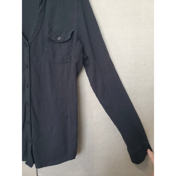 Peruvian Connection Black 100% Cotton Slub Knit Button-Up Shirt Size Large - Picture 2 of 5